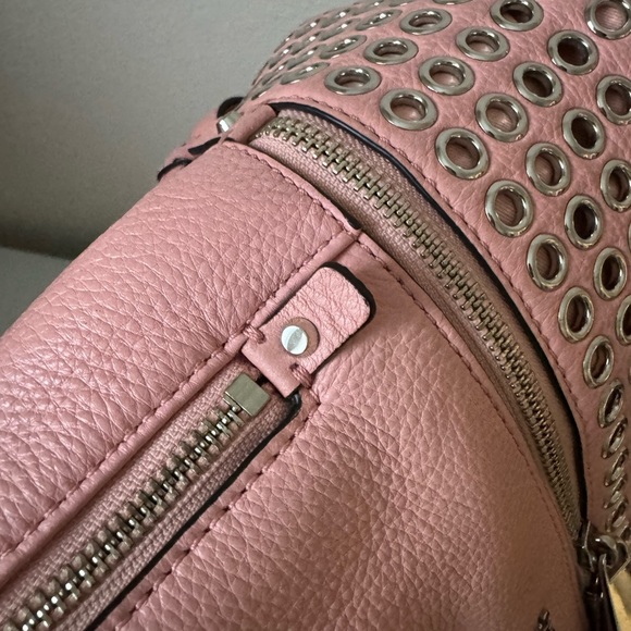 MICHAEL MICHAEL KORS Women's Rhea Zip Medium silver ringed Backpack - pale Pink - Picture 7 of 16
